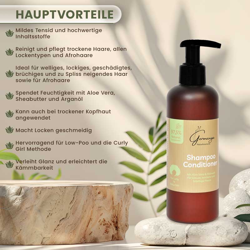 Shampoo und Conditioner mit Aloe Vera und Arganöl für trockenes, geschädigtes und frizziges Haar – reinigt sanft, spendet Feuchtigkeit und verleiht Glanz