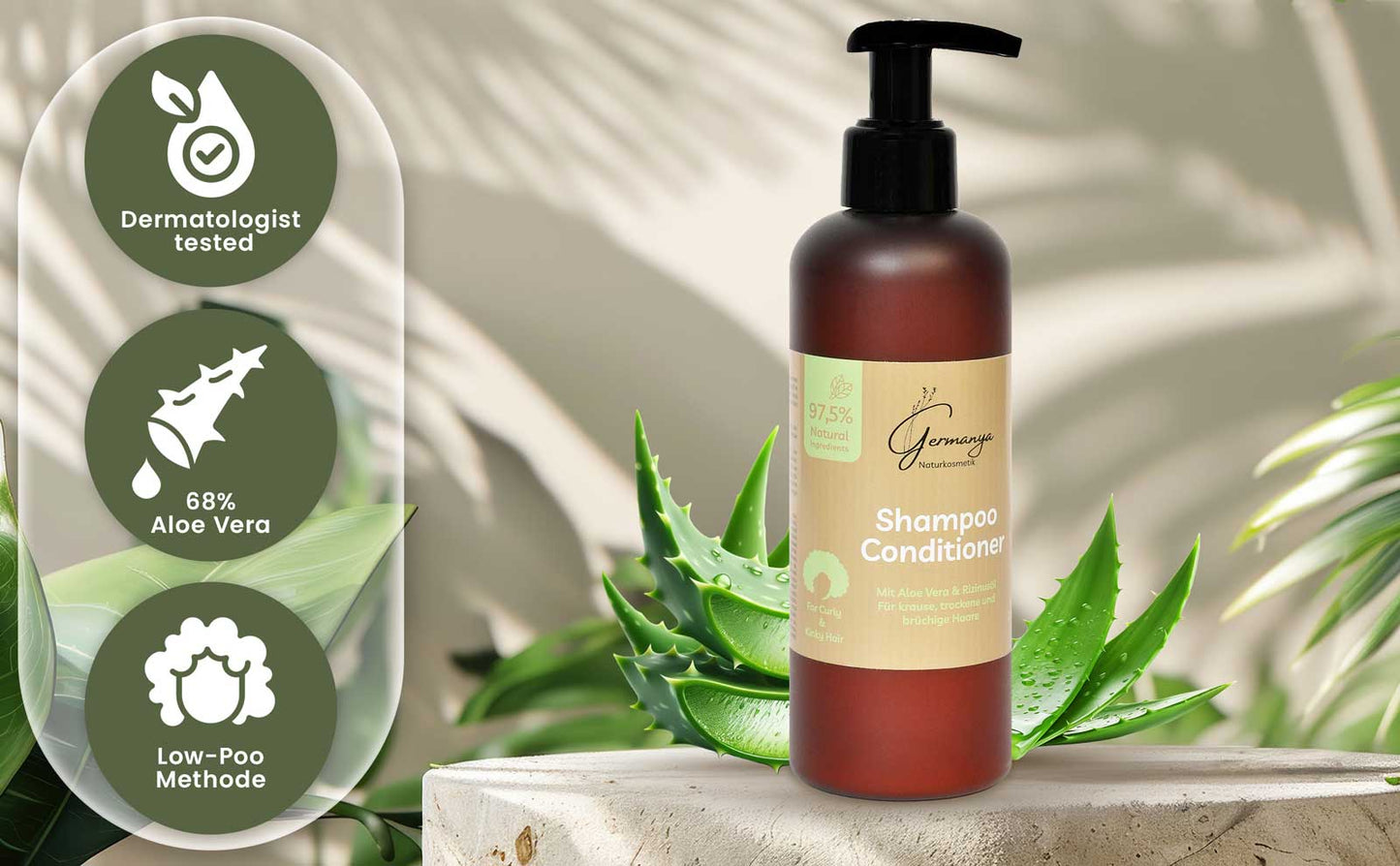 Natürliches Shampoo und Conditioner mit Aloe Vera, Arganöl und Rizinusöl für trockenes, welliges und lockiges Haar