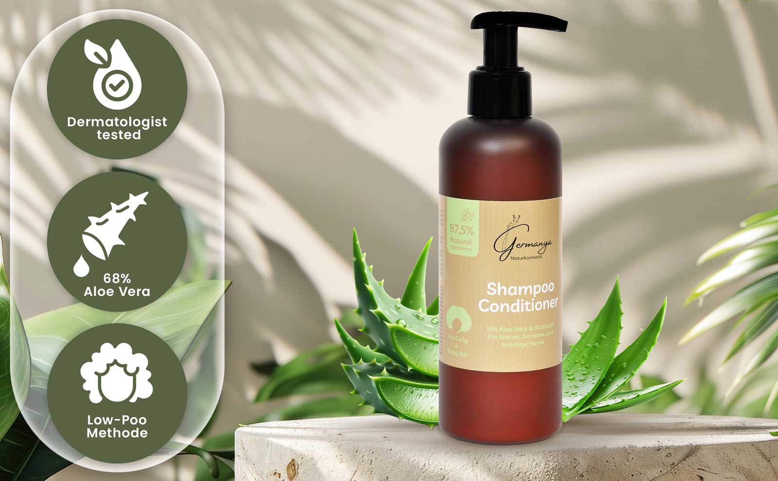 Natürliches Shampoo und Conditioner mit Aloe Vera, Arganöl und Rizinusöl für trockenes, welliges und lockiges Haar