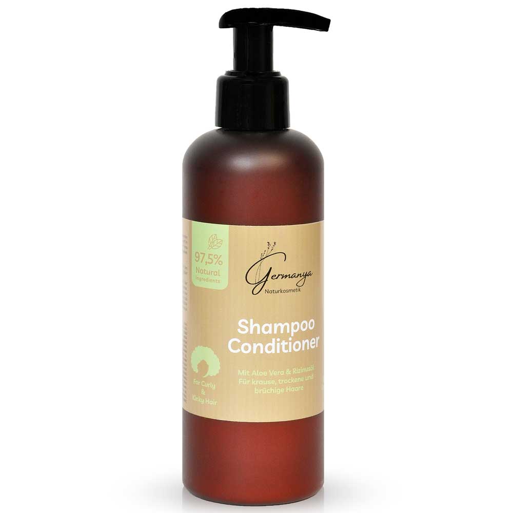 Shampoo & Conditioner von Germanya Naturkosmetik mit Aloe Vera und Rizinusöl für trockenes, lockiges und krauses Haar